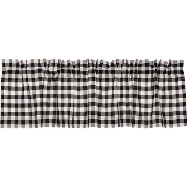 Annie Buffalo Check Black Lined Valance 60" - Primitive Star Quilt Shop