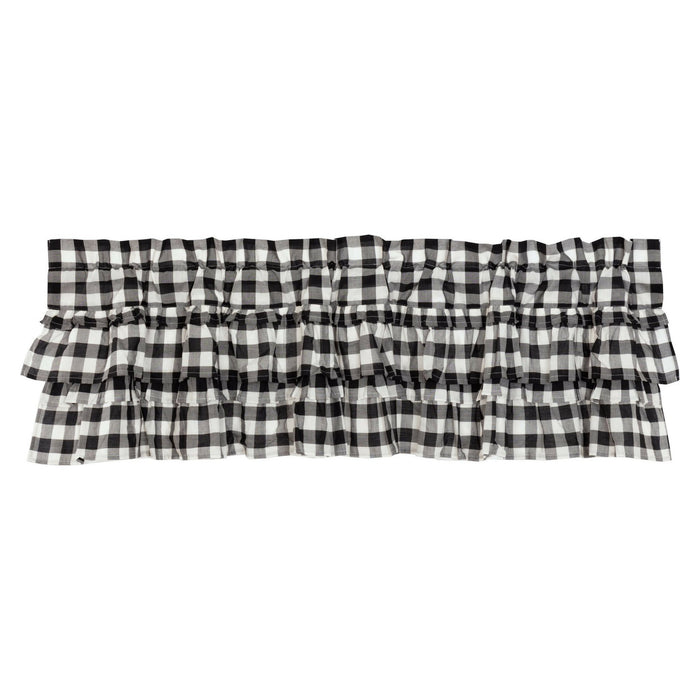 Annie Buffalo Check Black Ruffled Lined Valance 60" - Primitive Star Quilt Shop