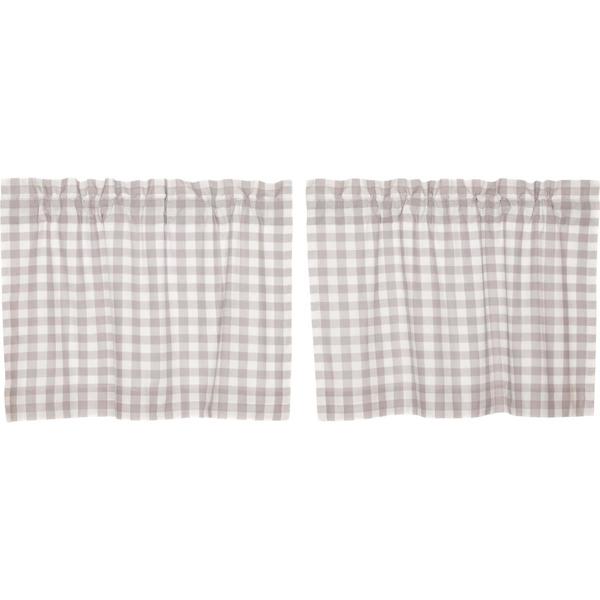 Annie Buffalo Check Grey Lined Tier Curtains 24" - Primitive Star Quilt Shop