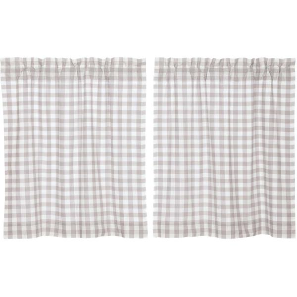 Annie Buffalo Check Grey Lined Tier Curtains 36" - Primitive Star Quilt Shop