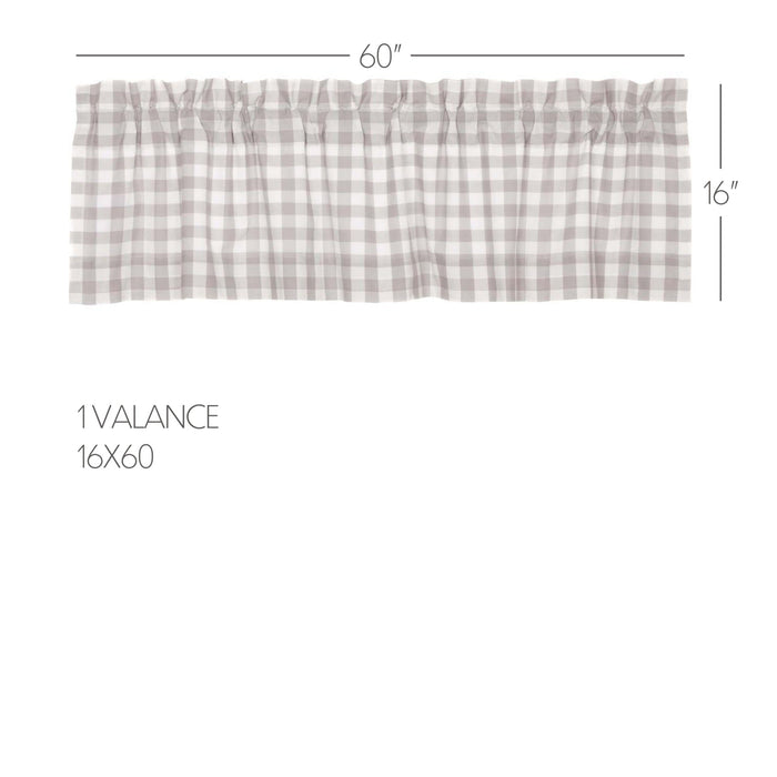 Annie Buffalo Check Grey Lined Valance 60" - Primitive Star Quilt Shop