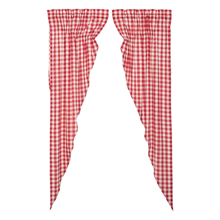 Annie Buffalo Check Red Lined Long Prairie Curtains 84" - Primitive Star Quilt Shop
