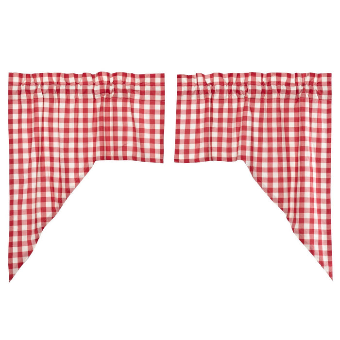Annie Buffalo Check Red Lined Swag Curtains - Primitive Star Quilt Shop