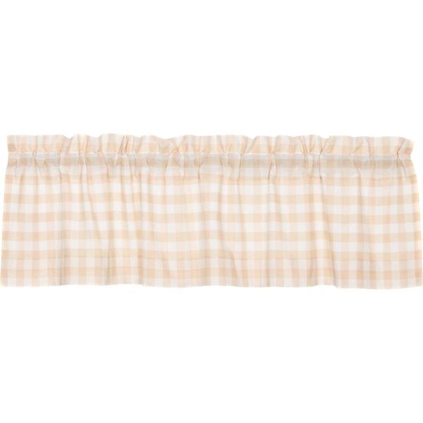 Annie Buffalo Check Tan Lined Valance 60" - Primitive Star Quilt Shop