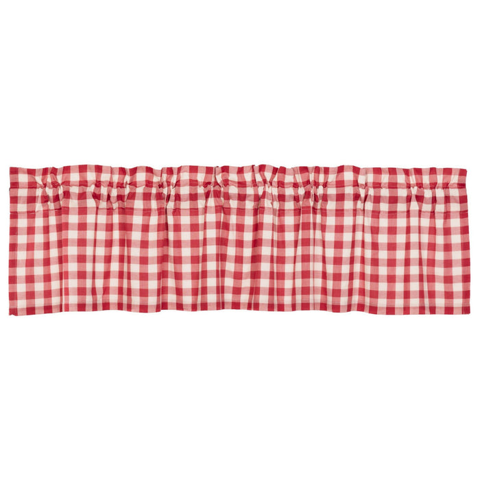 Annie Buffalo Red Check Lined Valance 72" - Primitive Star Quilt Shop