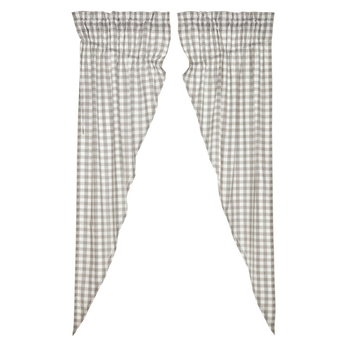Annie Grey Buffalo Check Lined Long Prairie Curtains 84" - Primitive Star Quilt Shop
