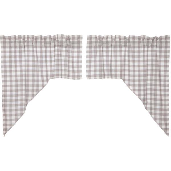 Annie Grey Buffalo Check Lined Swag Curtains - Primitive Star Quilt Shop