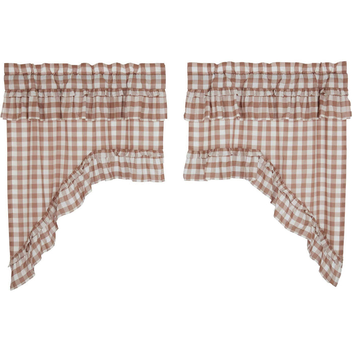 Annie Portabella Buffalo Check Ruffled Lined Swag Curtains - Primitive Star Quilt Shop
