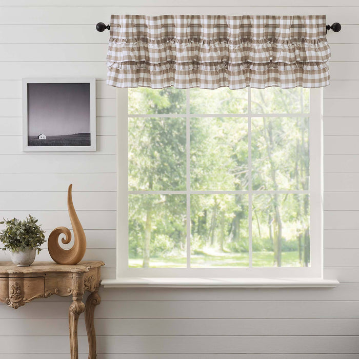 Annie Portabella Buffalo Check Ruffled Lined Valance 72" - Primitive Star Quilt Shop