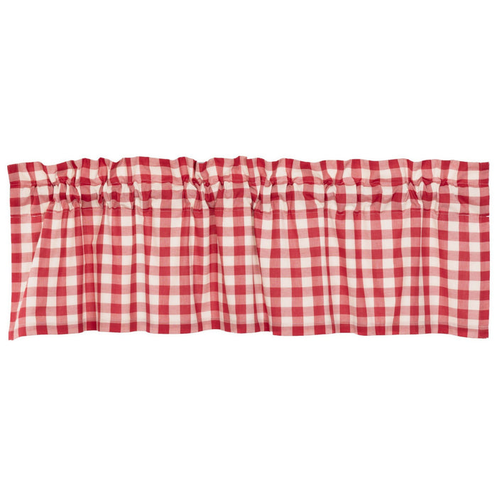 Annie Red Buffalo Check Lined Valance 60" - Primitive Star Quilt Shop