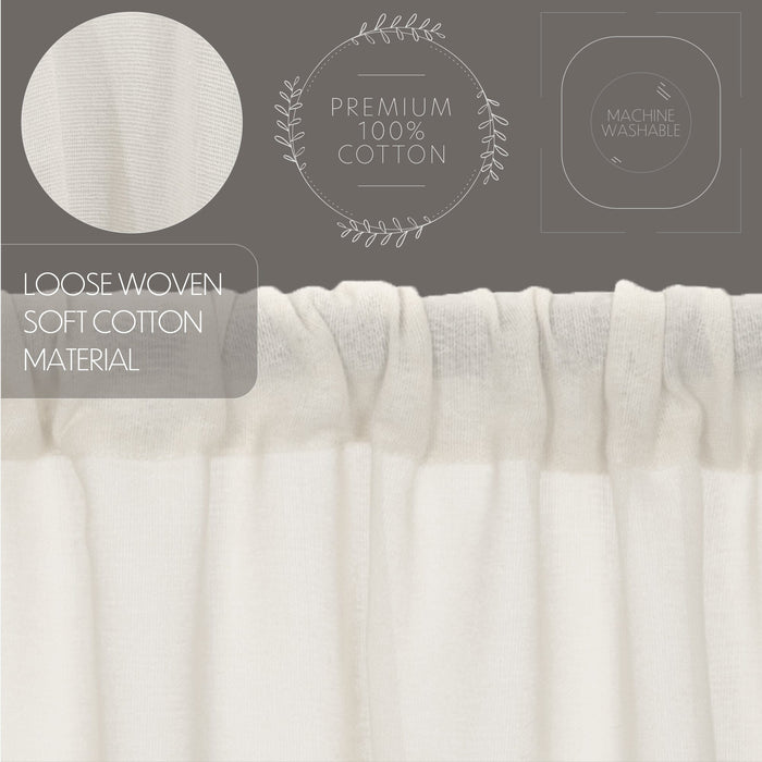 Antique White Fringed Tobacco Cloth Panel Curtains 96" - Primitive Star Quilt Shop