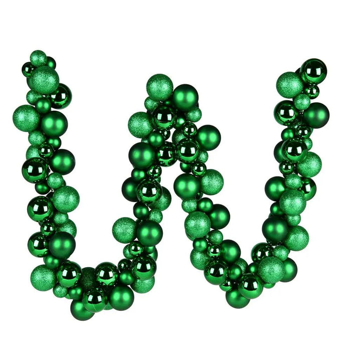 Vickerman Asst Ornament Ball Garland Green 6' - Uncategorized Silk