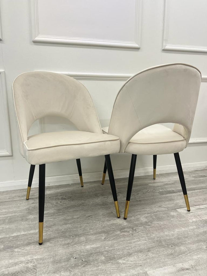 Astra Dining Chair - Beige Velvet - Modern Home Interiors