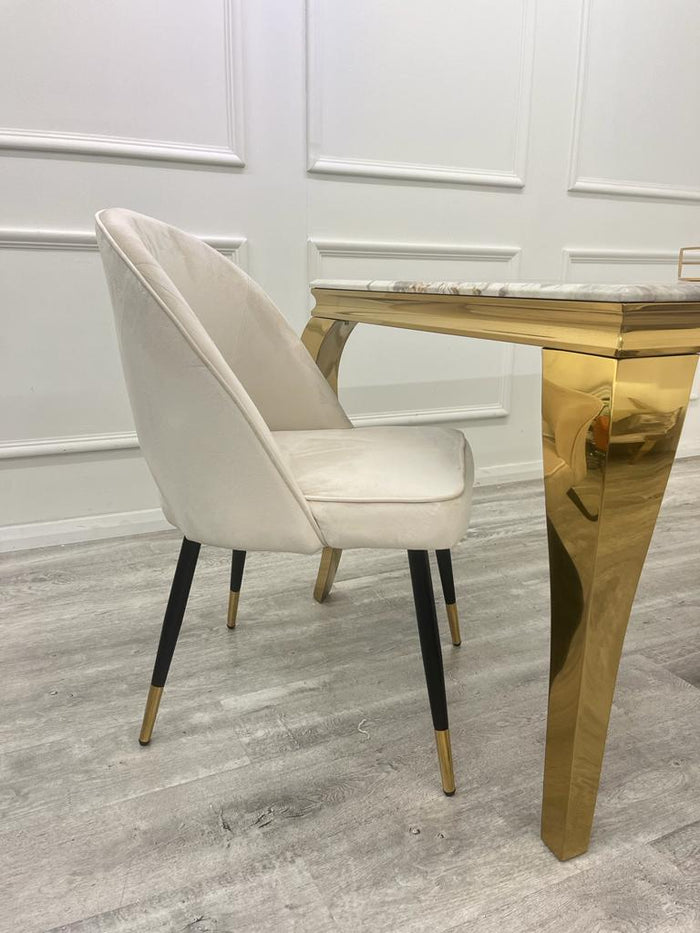 Astra Dining Chair - Beige Velvet - Modern Home Interiors