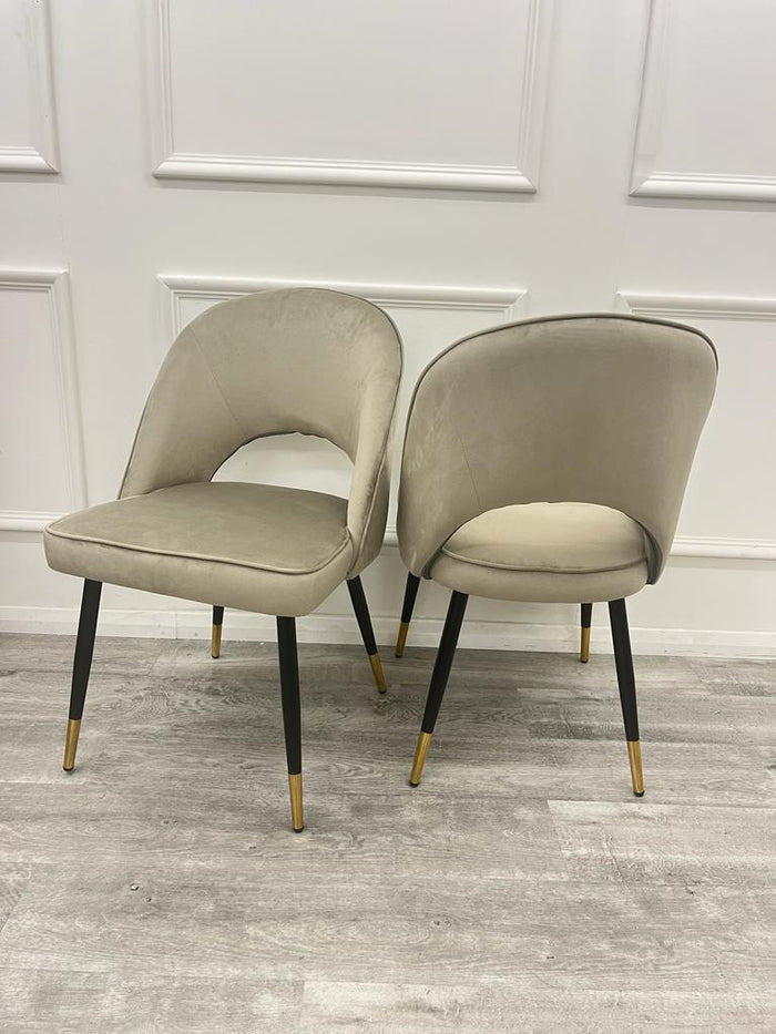 Astra Dining Chair - Champagne Velvet - Modern Home Interiors