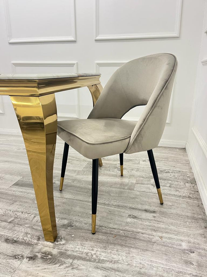 Astra Dining Chair - Champagne Velvet - Modern Home Interiors