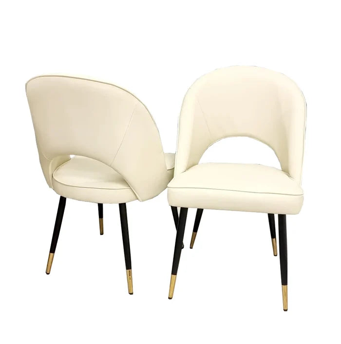 Astra Dining Chair - Cream Leather - Modern Home Interiors