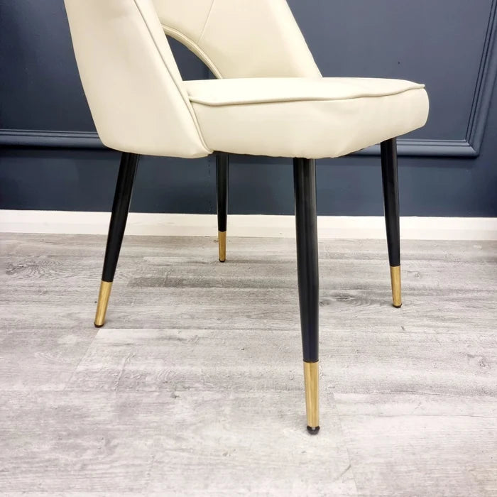 Astra Dining Chair - Cream Leather - Modern Home Interiors