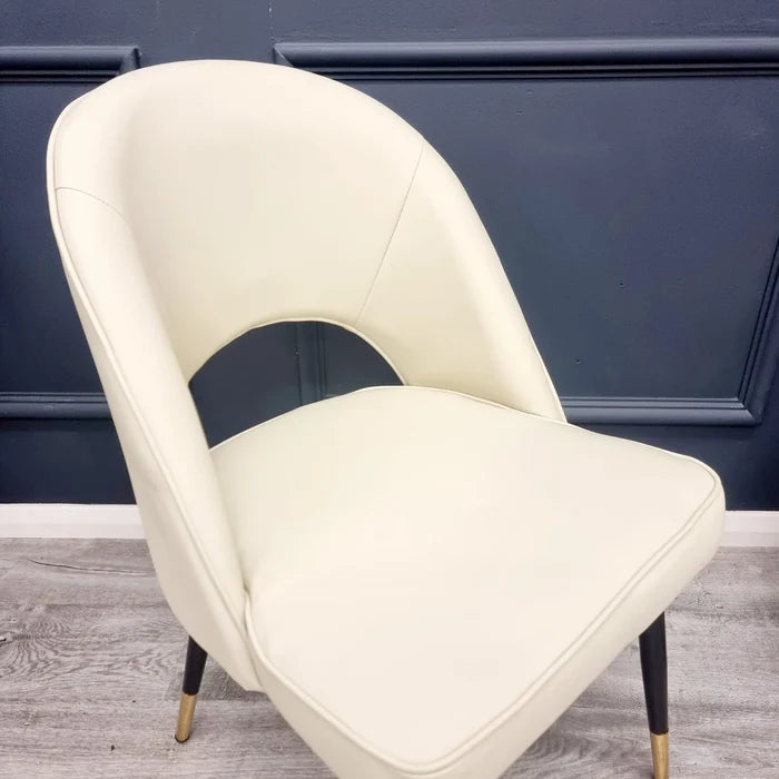 Astra Dining Chair - Cream Leather - Modern Home Interiors