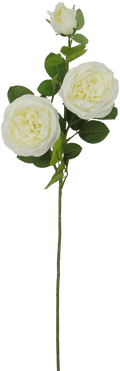 Golden Bell Austin Rose Spray White 30" - Artificial Flowering Plants Silk