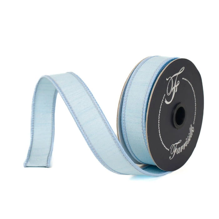 Farrisilk Baby Blue Dupion Wired Ribbon 1" X 10Yd - Ribbon