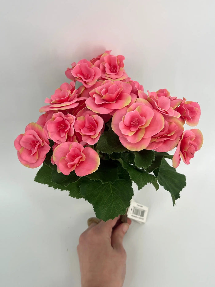 Direct Export Begonia Bush Pink 10" - Artificial Flora Silk