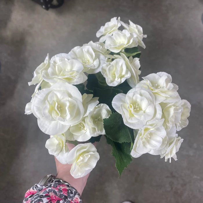 Direct Export Begonia Bush White 10" - Artificial Flora Silk