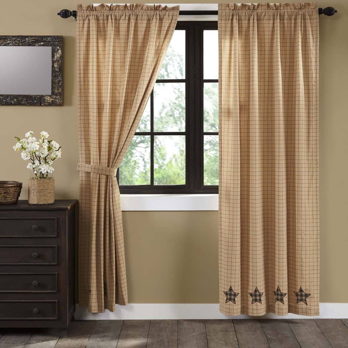 Bingham Star Applique Lined Panel Curtains 84" - Primitive Star Quilt Shop