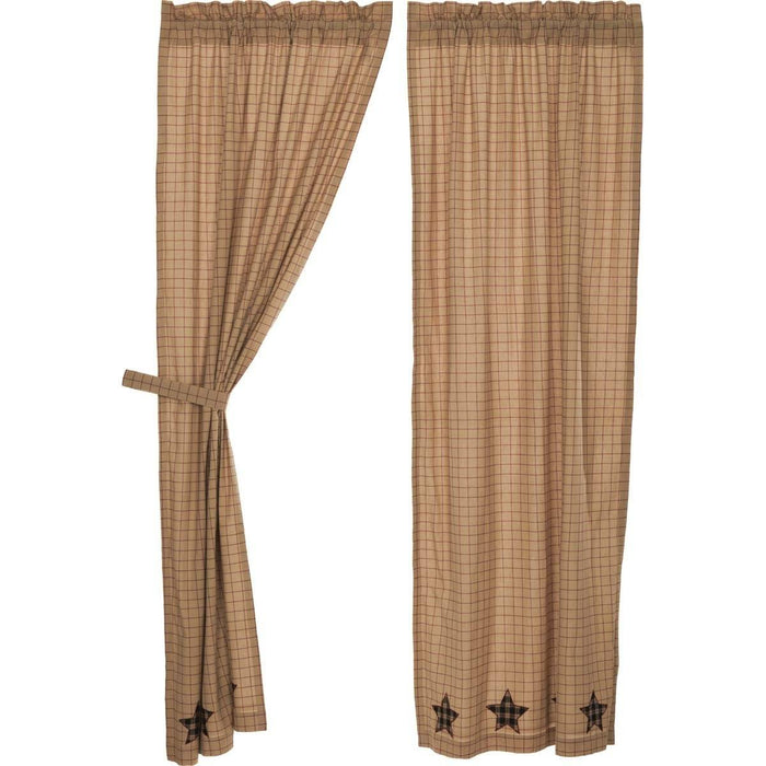 Bingham Star Applique Lined Panel Curtains 84" - Primitive Star Quilt Shop
