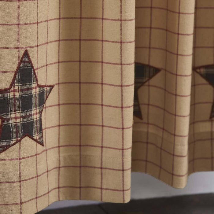 Bingham Star Applique Lined Prairie Swag Curtains - Primitive Star Quilt Shop