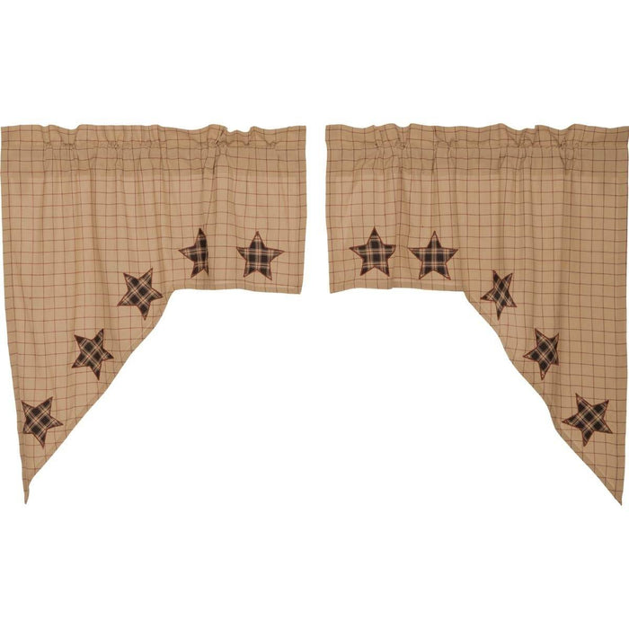 Bingham Star Applique Lined Swag Curtains - Primitive Star Quilt Shop