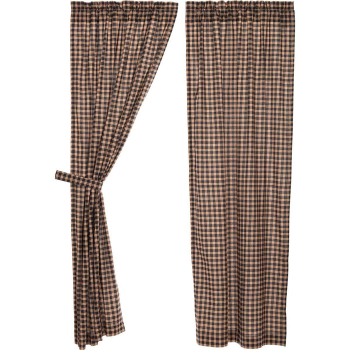 Bingham Star Plaid Lined Panel Curtains 84" - Primitive Star Quilt Shop