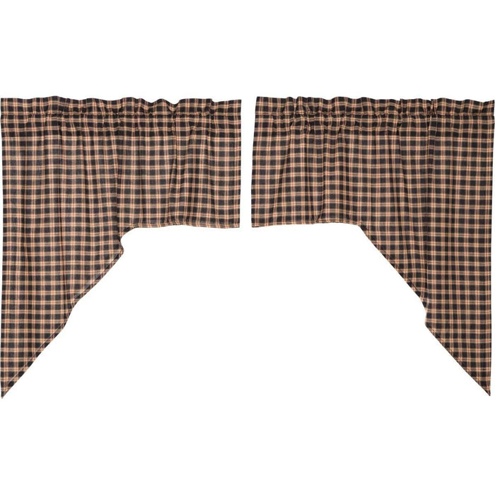 Bingham Star Plaid Lined Swag Curtains - Primitive Star Quilt Shop