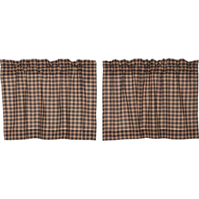 Bingham Star Plaid Lined Tier Curtains 24" - Primitive Star Quilt Shop