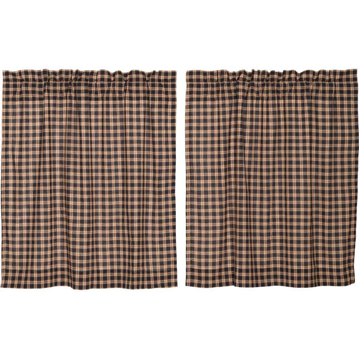 Bingham Star Plaid Lined Tier Curtains 36" - Primitive Star Quilt Shop