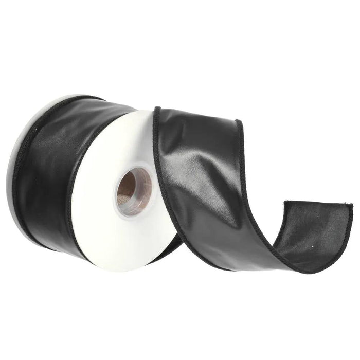 Vickerman Black Artificial Leather Ribbon 2.5" x 10 Yds - Ribbons & Trim Ribbon