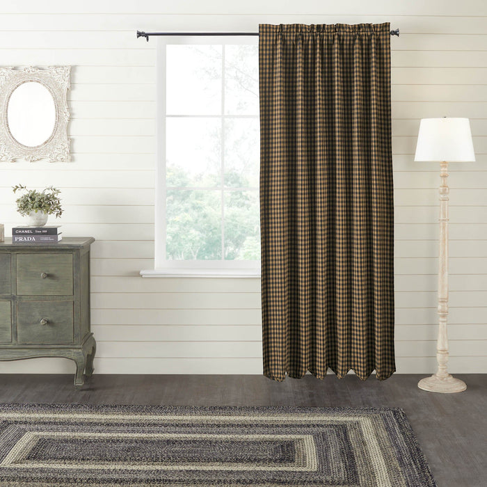 Black Check Blackout Single Panel Curtain 84" - Primitive Star Quilt Shop