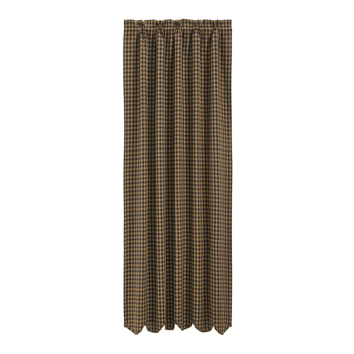Black Check Blackout Single Panel Curtain 84" - Primitive Star Quilt Shop
