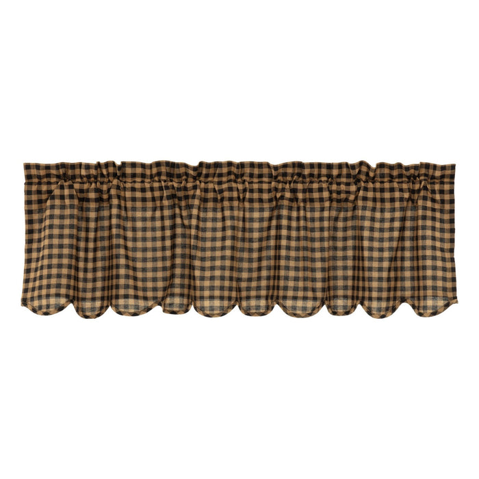 Black Check Scalloped Lined Valance 60" - Primitive Star Quilt Shop