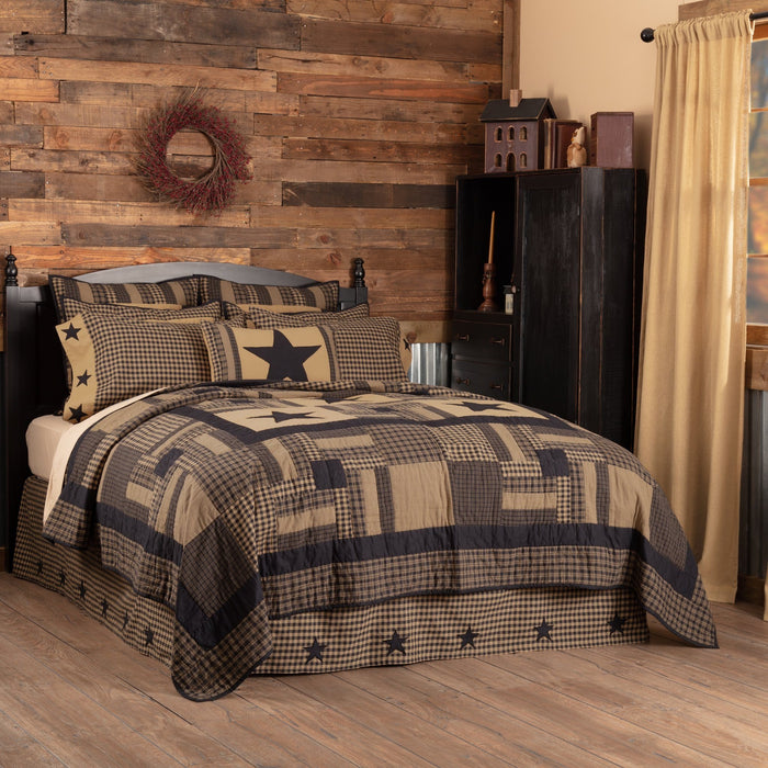 Black Check Star Bed Skirt - Primitive Star Quilt Shop