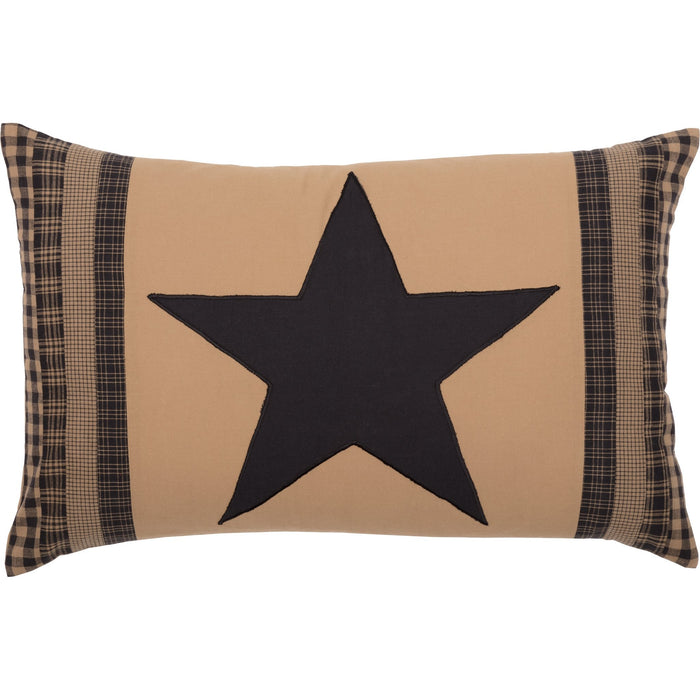 Black Check Star Pillow 14x22" Filled - Primitive Star Quilt Shop