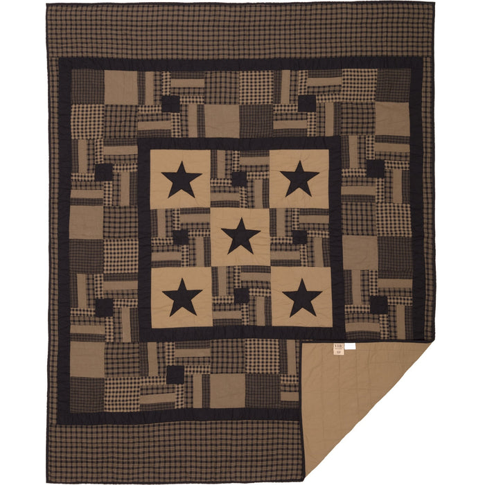 Black Check Star Quilt Twin Quilt- Primitive Star Quilt Shop