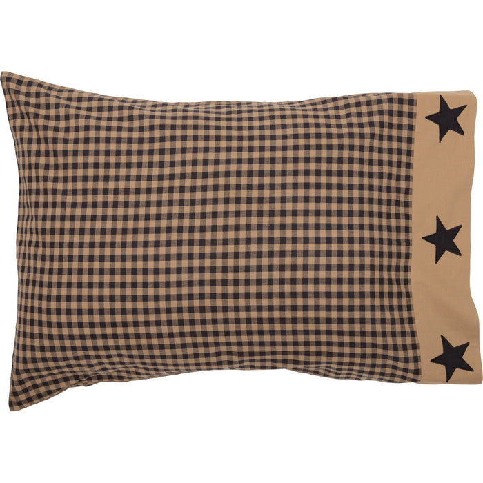 Black Check Star Standard Pillow Case - Set of 2 - Primitive Star Quilt Shop