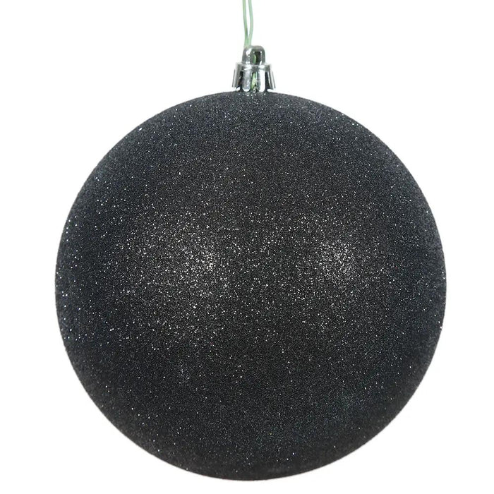 Vickerman Black Glitter Ball Ornament 4" (Bag of 6) - Holiday Ornaments Merchandise