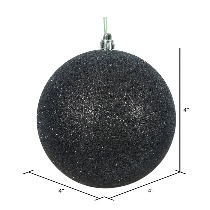 Vickerman Black Glitter Ball Ornament 4" (Bag of 6) - Holiday Ornaments Merchandise