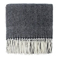 Black Herringbone Fringed Throw Blanket
