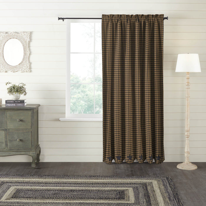 Black Star Blackout Single Panel Curtain 84" - Primitive Star Quilt Shop
