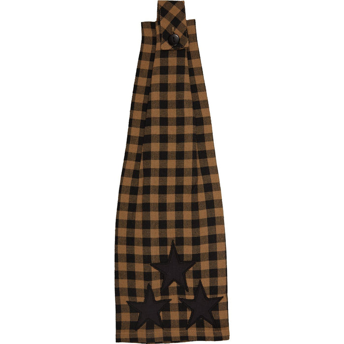 Black Star Button Loop Tea Towel - Primitive Star Quilt Shop