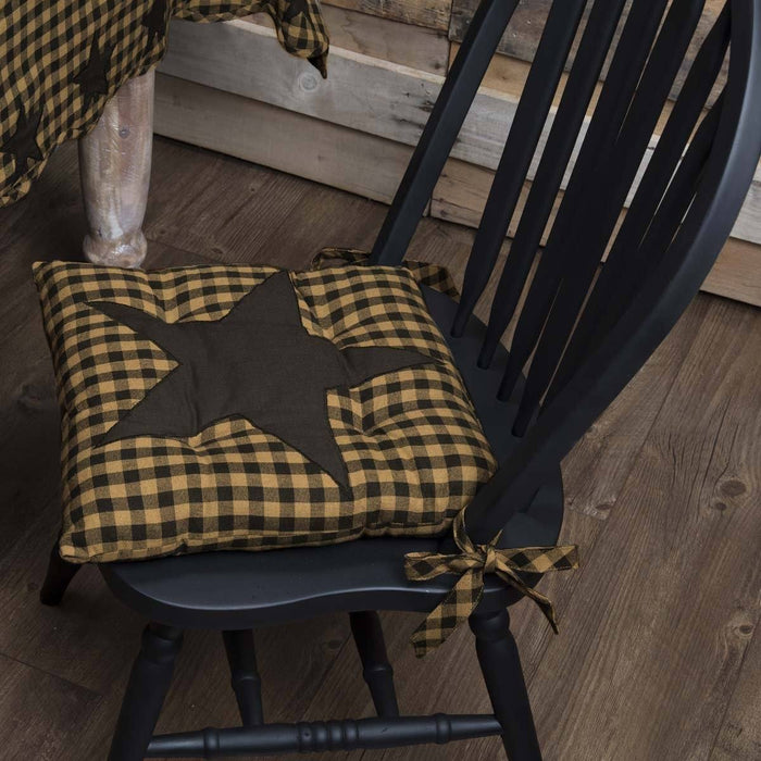 Black Star Chair Pad 14" - Primitive Star Quilt Shop