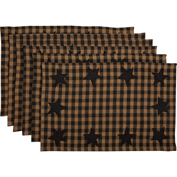 Black Star Placemat - Set of 6 - Primitive Star Quilt Shop